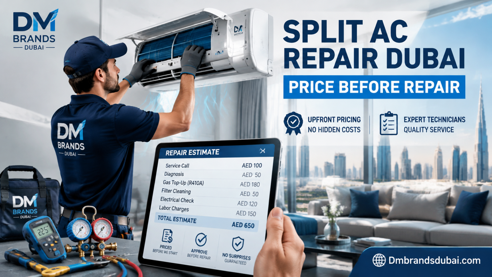 Split AC Repair Dubai, Priced Before We Start - DM Brands Dubai 2026
