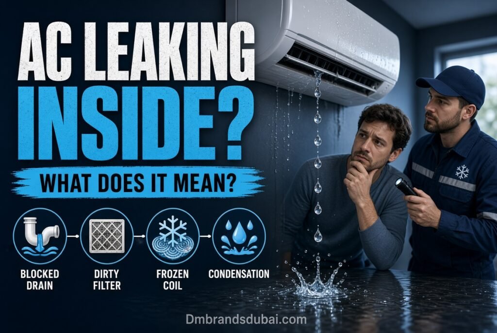 AC Leaking Water Inside: Causes, Fixes & When to Call a Pro (2026) - DMBrandsDubai
