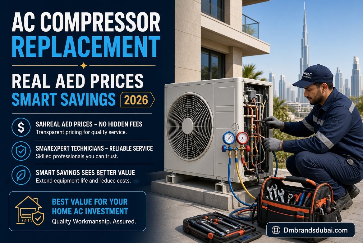 Home AC Compressor Replacement Cost in Dubai: Real AED Prices and Smart Savings 2026 - DMBrandsDubai